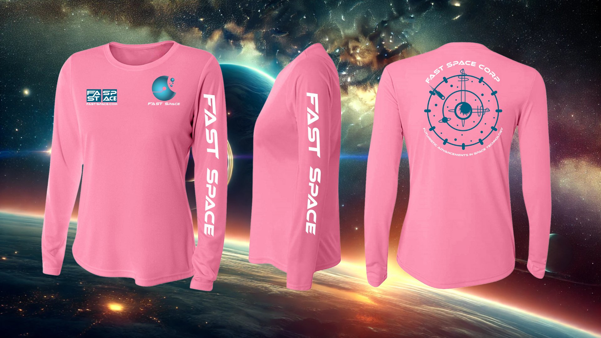 Pink Long Sleeve with Blue Logo (Womens)