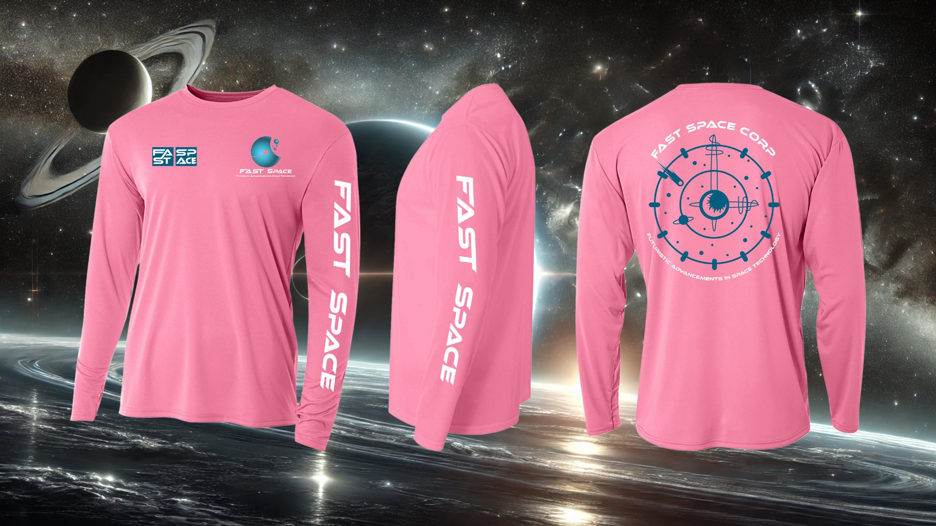 White Long Sleeve with Blue Logo (Mens) - Image 4