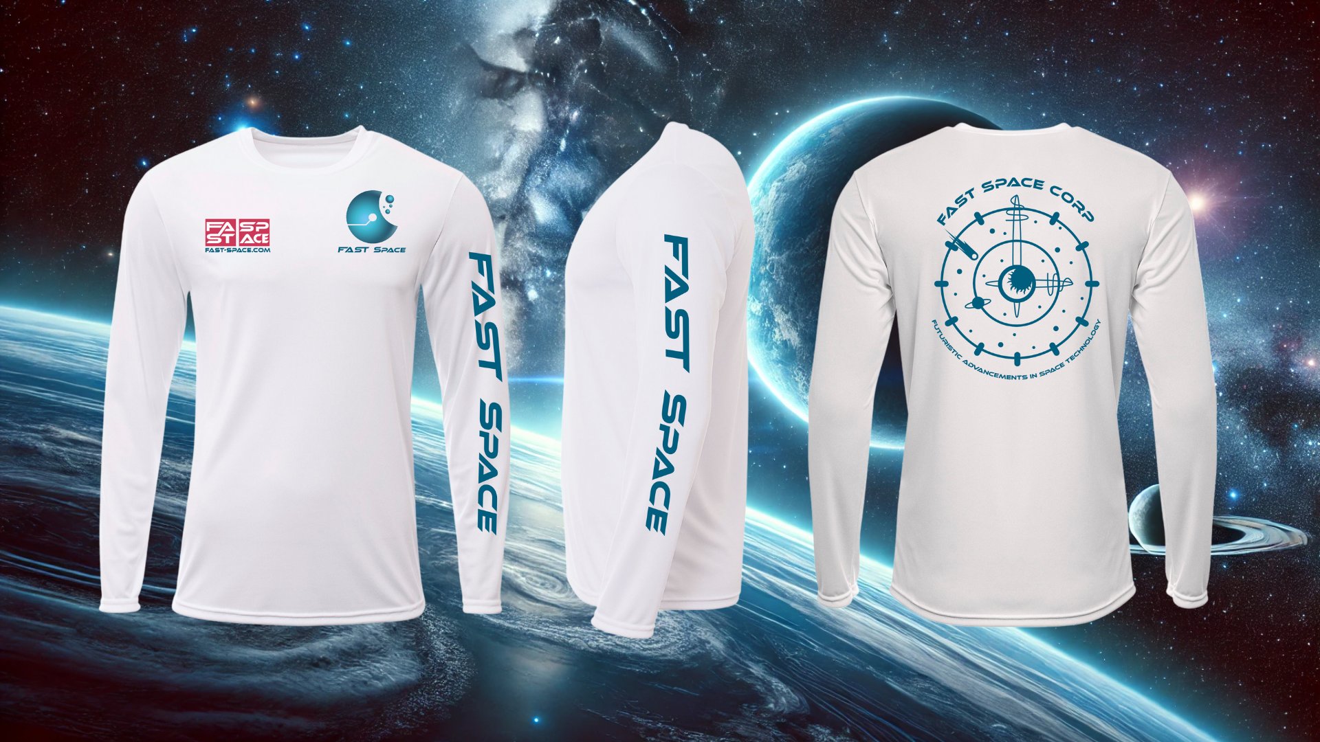 White Long Sleeve with Blue Logo (Mens)