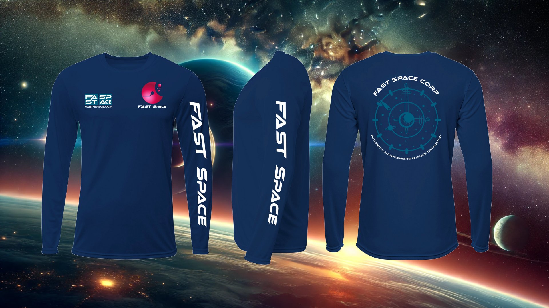 White Long Sleeve with Blue Logo (Mens) - Image 2