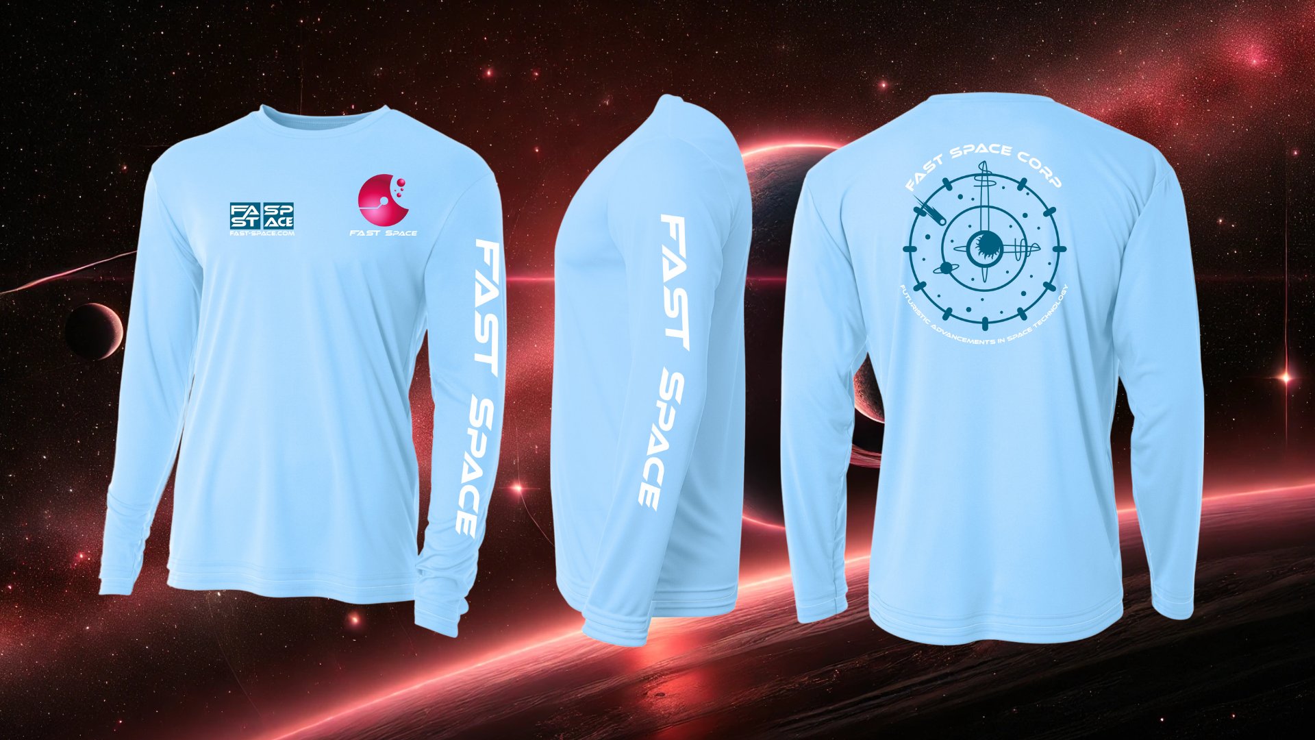 White Long Sleeve with Blue Logo (Mens) - Image 3